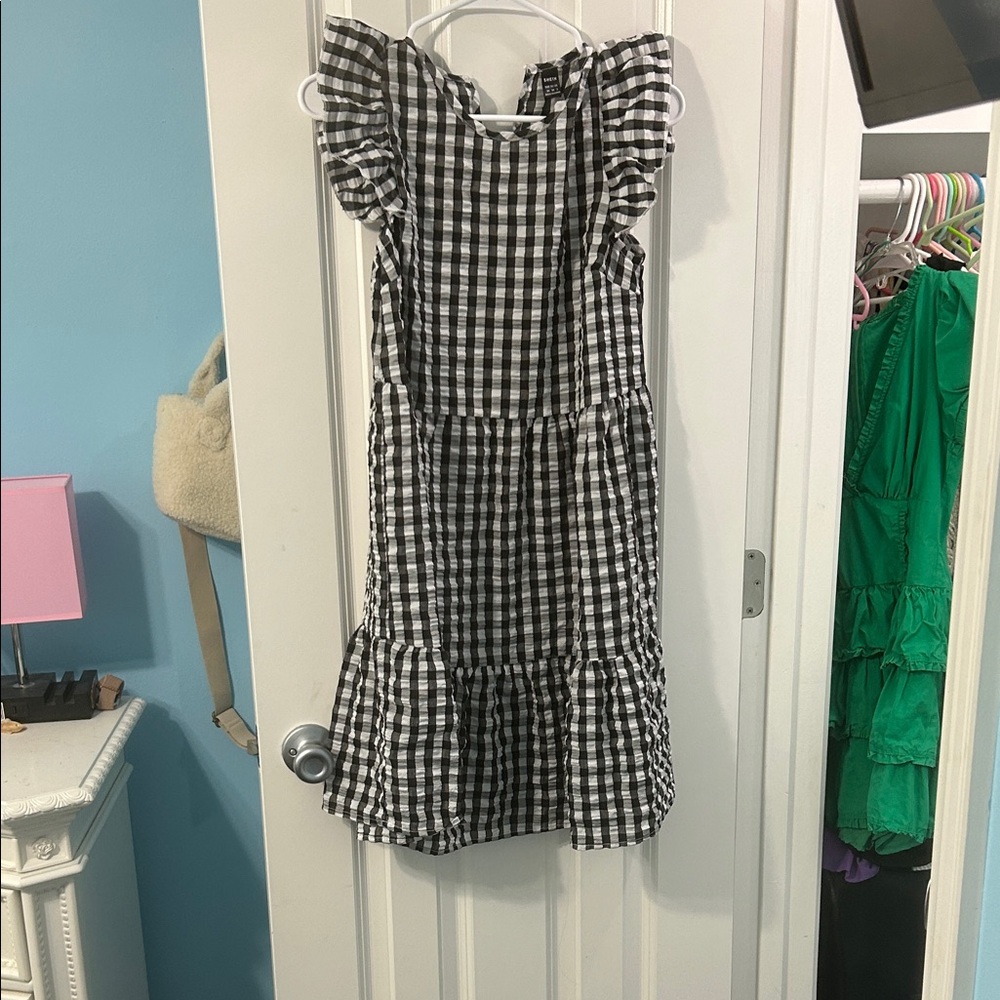 Black and White Gingham Kids Dress
